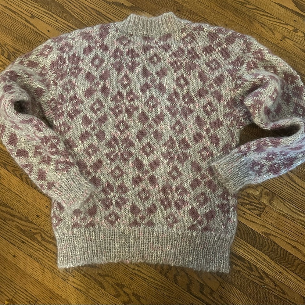 Vintage Boston Traders Wool/Mohair Blend Knit Sweater M Purple/Pink HongKong Ski - Picture 2 of 12
